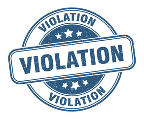 violation stamp. violation label. round grunge sign - obrazy, fototapety, plakaty