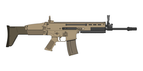 Assault rifle SCAR. Vector Illustration - obrazy, fototapety, plakaty