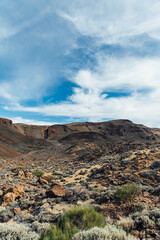 Naklejka na ściany i meble Teide National Park. Beautiful view of volcano mountain rocks desert crater.