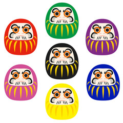 Mu&ntilde;ecos daruma japoneses de colores, amuletos
