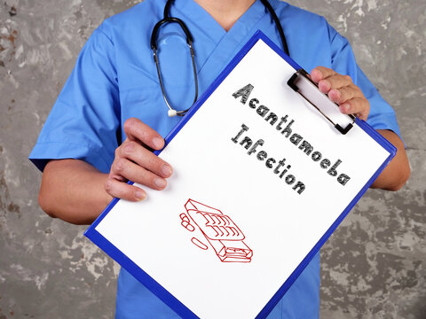 Medical concept about Acanthamoeba Infection with inscription on the sheet.