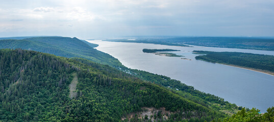 Panoramic view of Zhiguli mountains