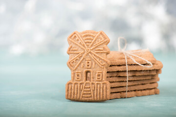 Traditional german christmas cookies called Spekulatius, sweetness with almonds and spices like cinnamon and star anise