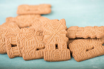 Traditional german christmas cookies called Spekulatius, sweetness with almonds and spices like cinnamon and star anise