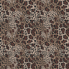 Jaguar leopard seamless pattern in vector, brown wild animal spots, fabric