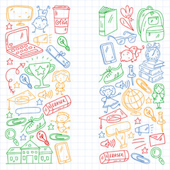 Back to school vector pattern. Online internet education.