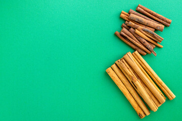 cinnamon and cassia sticks natural spices on the table serving healthy ingredient top view copy space for text food background rustic