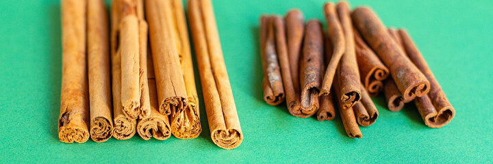 cinnamon and cassia sticks natural spices on the table serving healthy ingredient top view copy space for text food background rustic