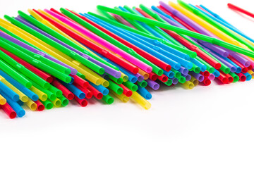 studio lighting. cocktail tubes on a white background of various colors. Close-up.