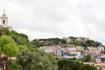 Obraz premium Skyline, panoramica o vista de la ciudad de Lisboa, pais de Portugal