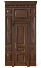 3D image classic door and panels in the interior of the room