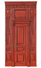 3D image classic door and panels in the interior of the room