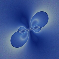 abstract art in cyclone style based upon stylized Tuscany sylline with mountains and lakes patterns and variation in shades of blue including water reflections