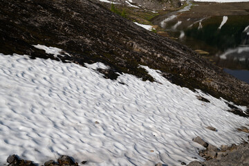 Remaining snow in the Heather Meadows area of Mt Baker Washington