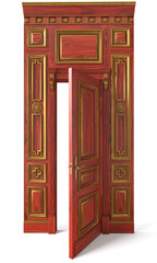 3D image classic door and panels in the interior of the room