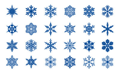 Winter blue isolated snowflake icons. Vector Illustration. Christmas decoration.