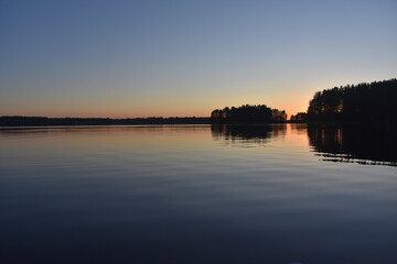 red sunset on the lake