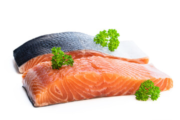 Fresh salmon fillet isolated on white