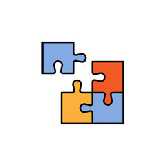 business seo, puzzle line colored icon. Teamwork at the idea. Signs and symbols can be used for web, logo, mobile app, UI, UX