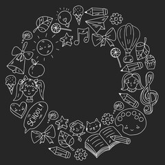 Education icons set. School and colledge. Creativity and imagination.