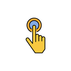 Obraz premium business seo, touch screen line colored icon. Teamwork at the idea. Signs and symbols can be used for web, logo, mobile app, UI, UX
