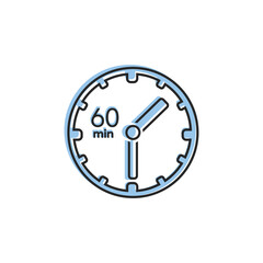 Clock icon. sign 60 min. Vector on white