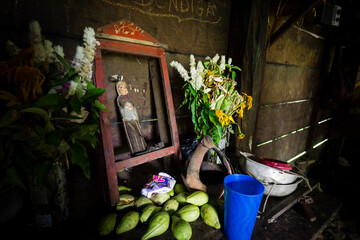 altar sincretico privado, Lancetillo, La Parroquia, zona Reyna, Quiche, Guatemala, Central America