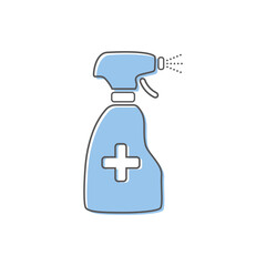 Anti-Bacterial Alcohol Agent, Sanitizer, Bottle Spray Flat Style Line Icon