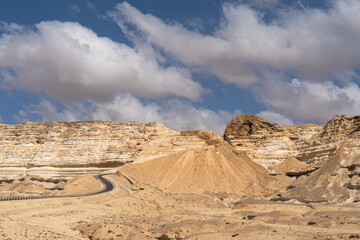 Desert road through the Dhofar Mountains in Oman
