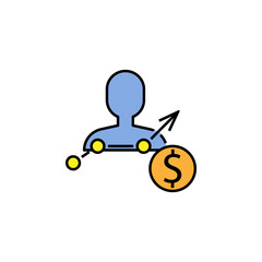 business seo, salary line colored icon. Teamwork at the idea. Signs and symbols can be used for web, logo, mobile app, UI, UX