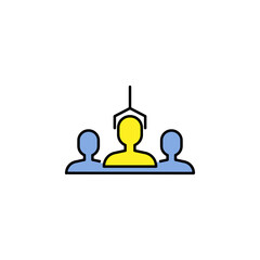 selection process line colored icon. Teamwork at the idea. Signs and symbols can be used for web, logo, mobile app, UI, UX