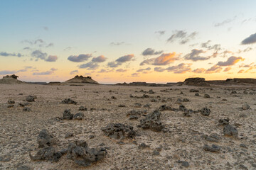 Rocky structures in the Al Wusta desert in Oman