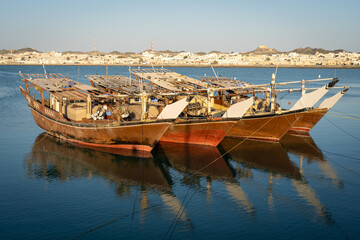 Traditional sailing boats (dhow) on the island of Masirah  © Jeroen Kleiberg
