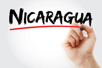 Nicaragua text with marker, concept background