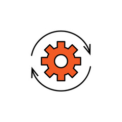 business seo, settings line colored icon. Teamwork at the idea. Signs and symbols can be used for web, logo, mobile app, UI, UX