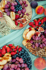 sweet bar, sliced fruit, nuts,