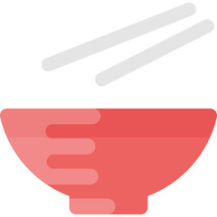 
Bowl and chopsticks used for chinese food, flat icon design
