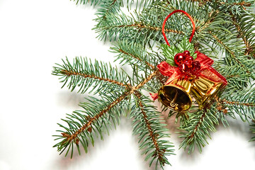 Christmas decoration with bells on a white background.