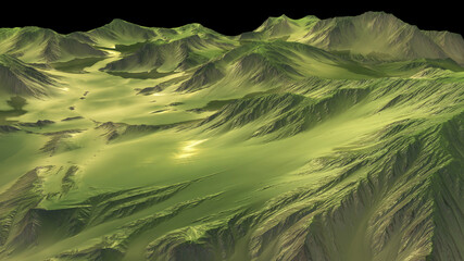 3D colorful illustration of mountain landscape relief.