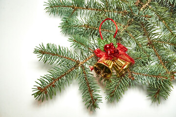 Christmas decoration with bells on a white background.