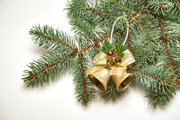 Christmas decoration with bells on a white background.