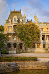 19th century castle against the blue sky
