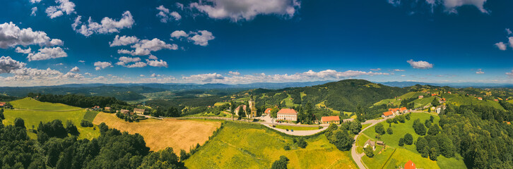 Aerial view at Kitzeck im Sausal in Styria on sunny summer day.