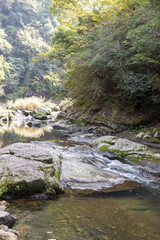 Hiking trail along Kamakura gorge in Hyogo prefecture, Japan in autumn