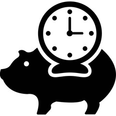
Piggy bank with clock, time is money icon
