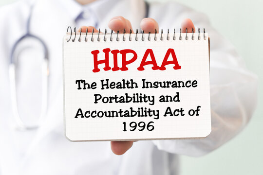 Doctor Holding A Card With Text HIPPA - The Health Insurance Portability And Accountability Act Of 1996 - Medical Concept