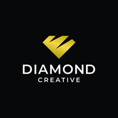 Luxury golden gems diamond logo icon vector design inspiration template