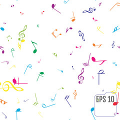 Fototapeta na wymiar Seamless Pattern with Colorful music notes