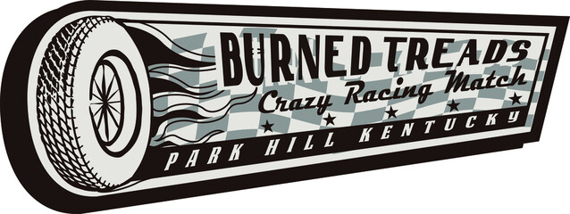 vintage motorsport print design for t-shirts