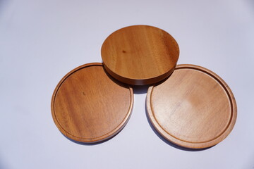 Three handcrafted round pallets, of wood. home industry